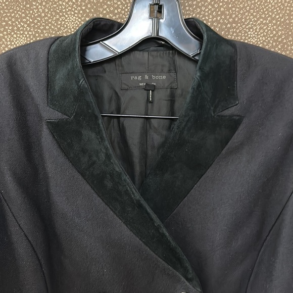 🔥🔥🔥 Rag & Bone Black Wool Lamb leather Jacket Coat - Picture 5 of 16